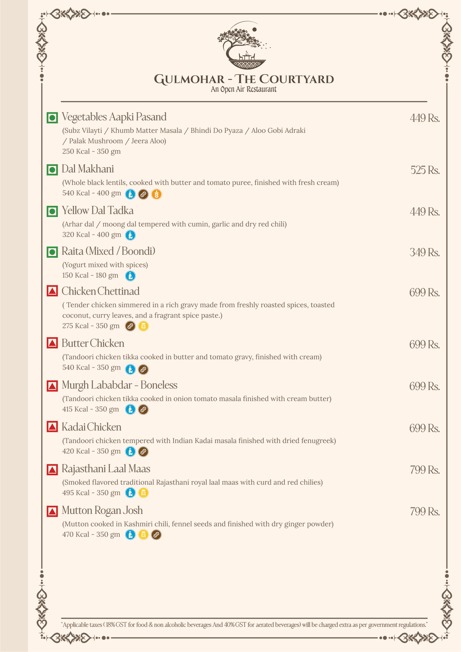 Gulmohar – The Courtyard Menu Page 11