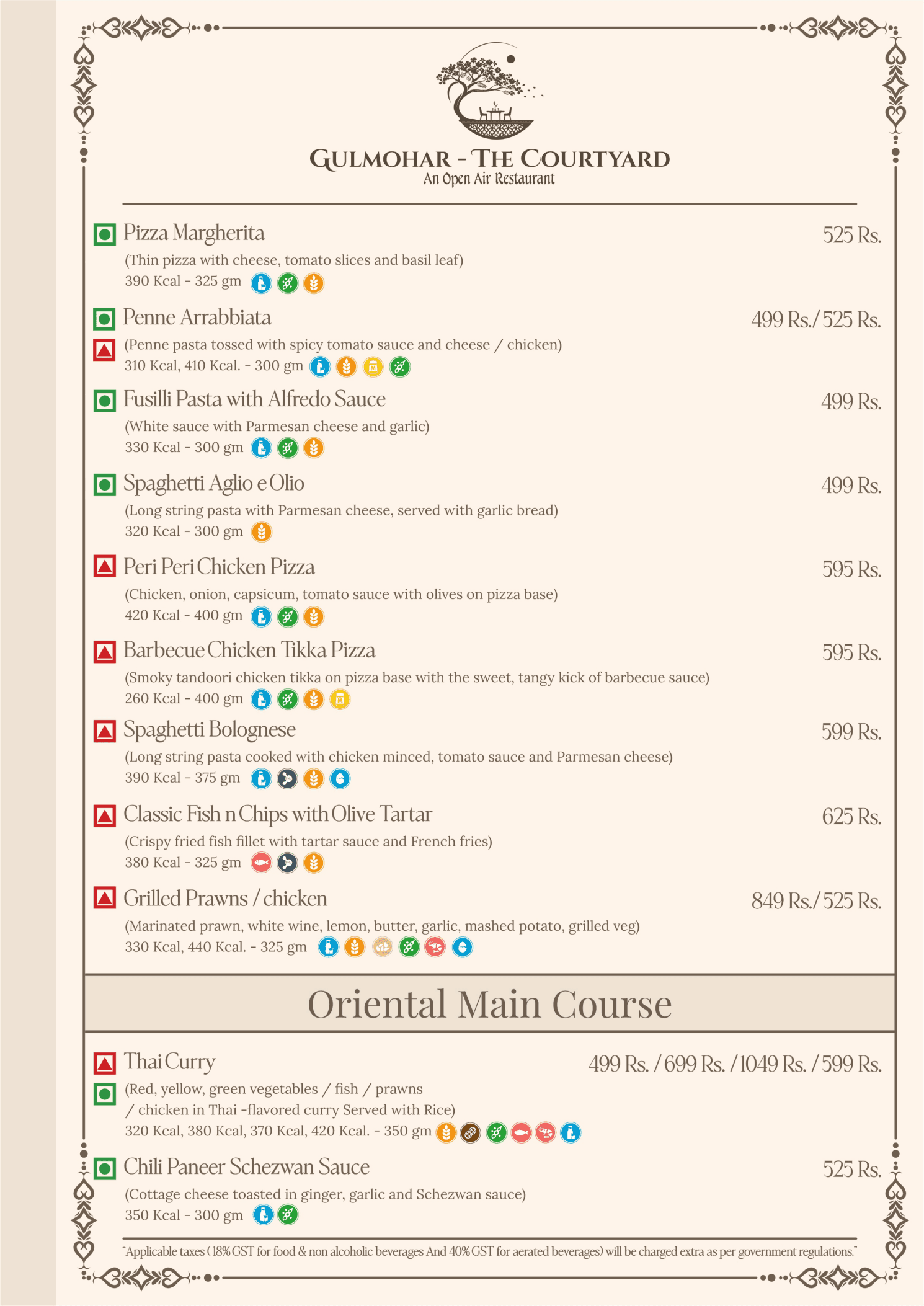 Gulmohar – The Courtyard Menu Page 13
