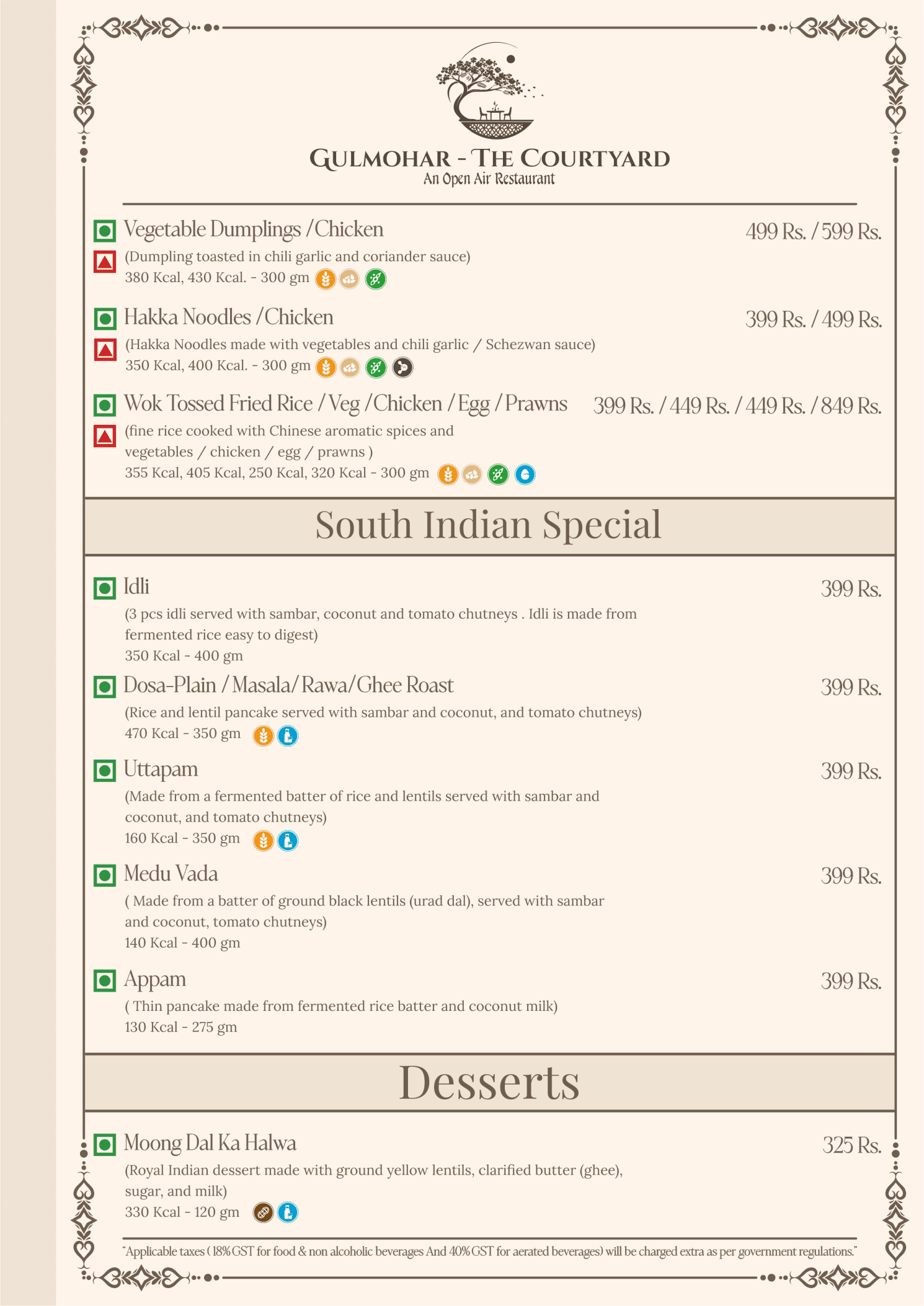 Gulmohar – The Courtyard Menu Page 14