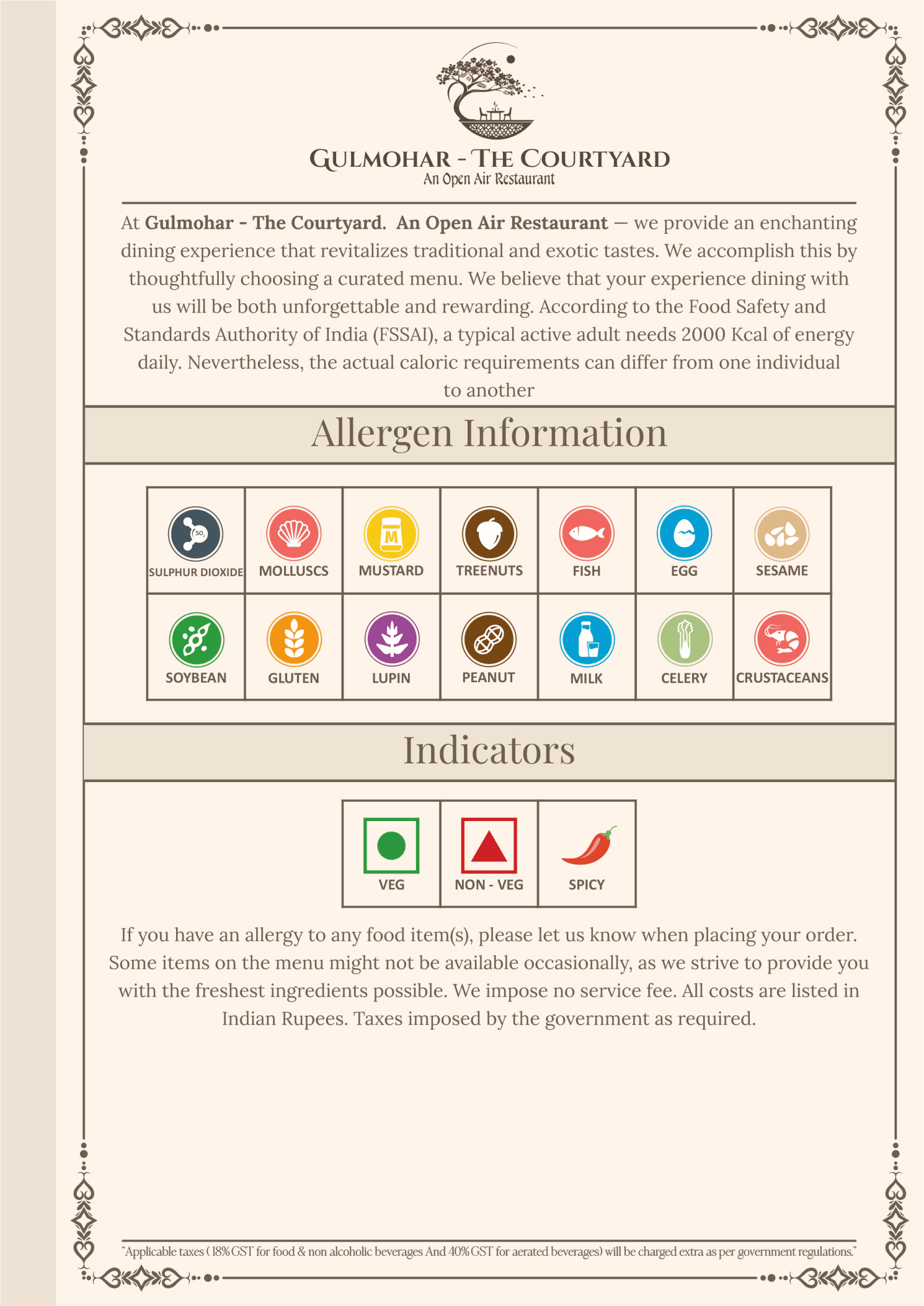Gulmohar – The Courtyard Menu Page 2