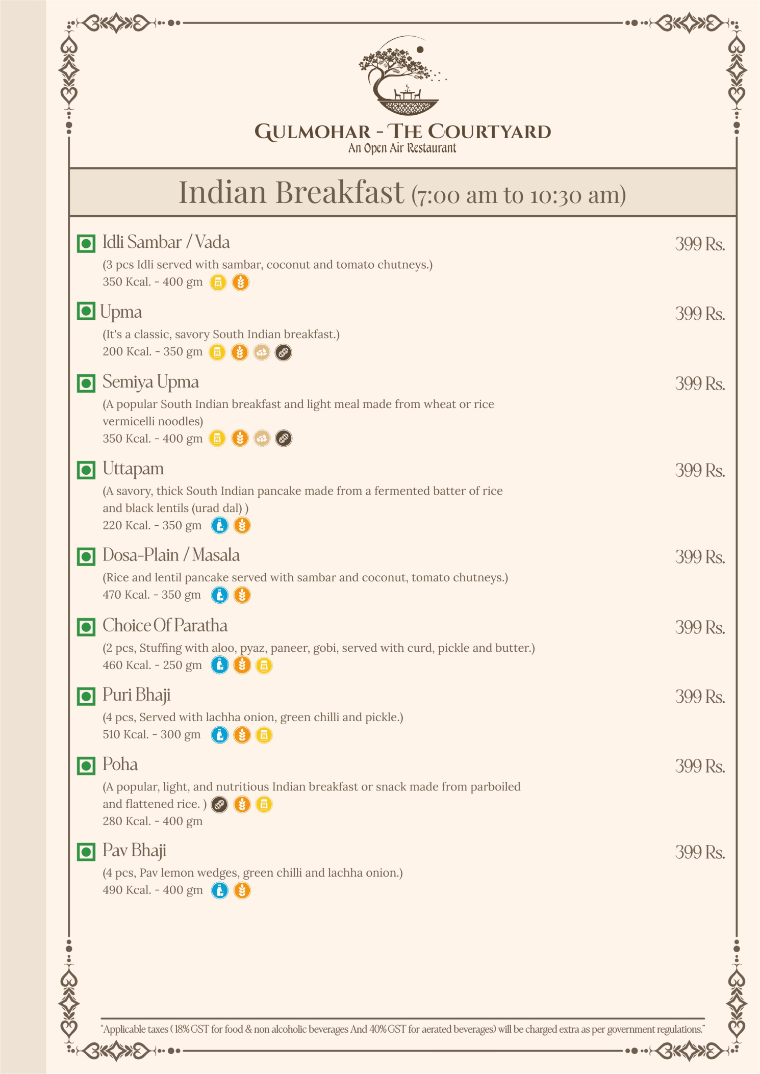 Gulmohar – The Courtyard Menu Page 3