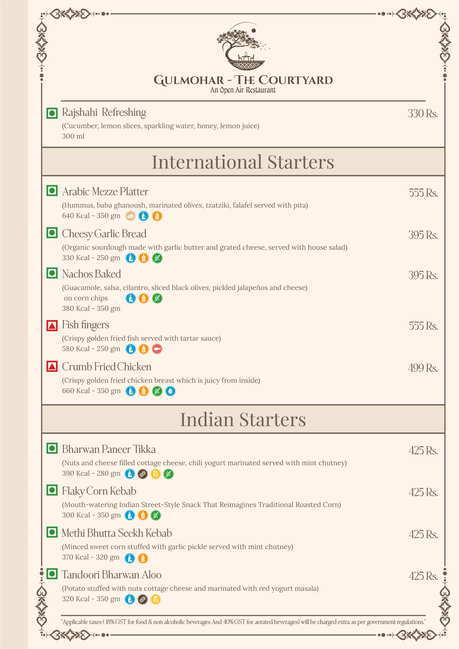 Gulmohar – The Courtyard Menu Page 6