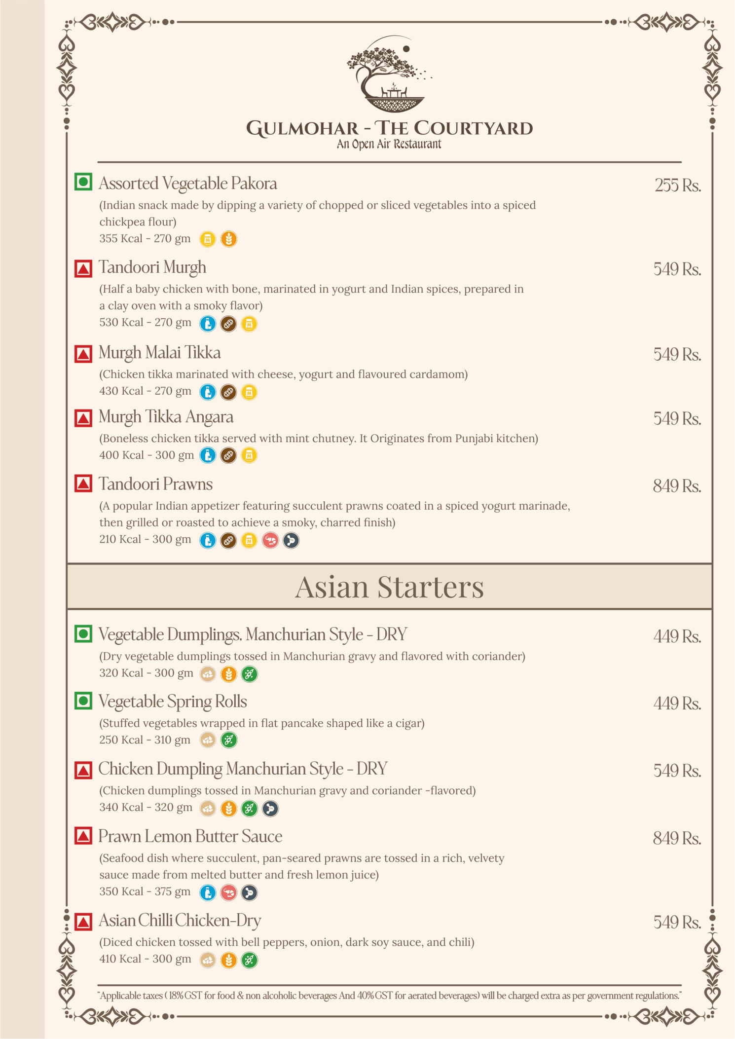 Gulmohar – The Courtyard Menu Page 7