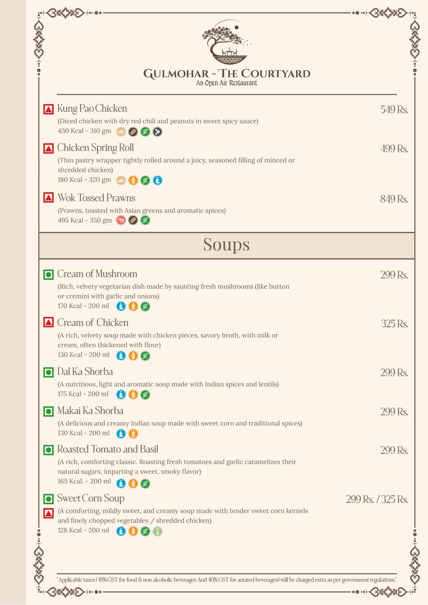 Gulmohar – The Courtyard Menu Page 8